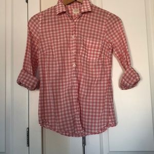 Coral Gingham J Crew Button Down Sz XS